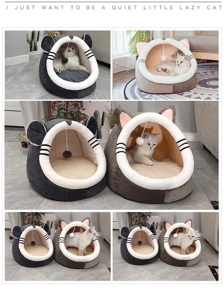 Warm Cat House Bed - Pet Basket Tent, Winter Cat Nest with Cozy Soft Cushion for Cats & Small Dogs, Cat Accessories
