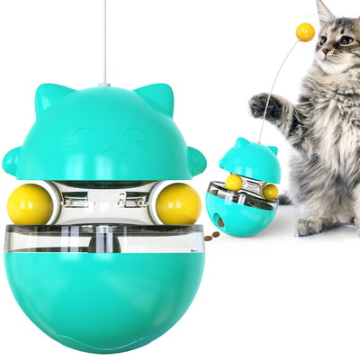 Happy Time for Cats: Tumbler Slow Feeding Leakage Food Ball Windmill Toy and Cat Teaser Stick