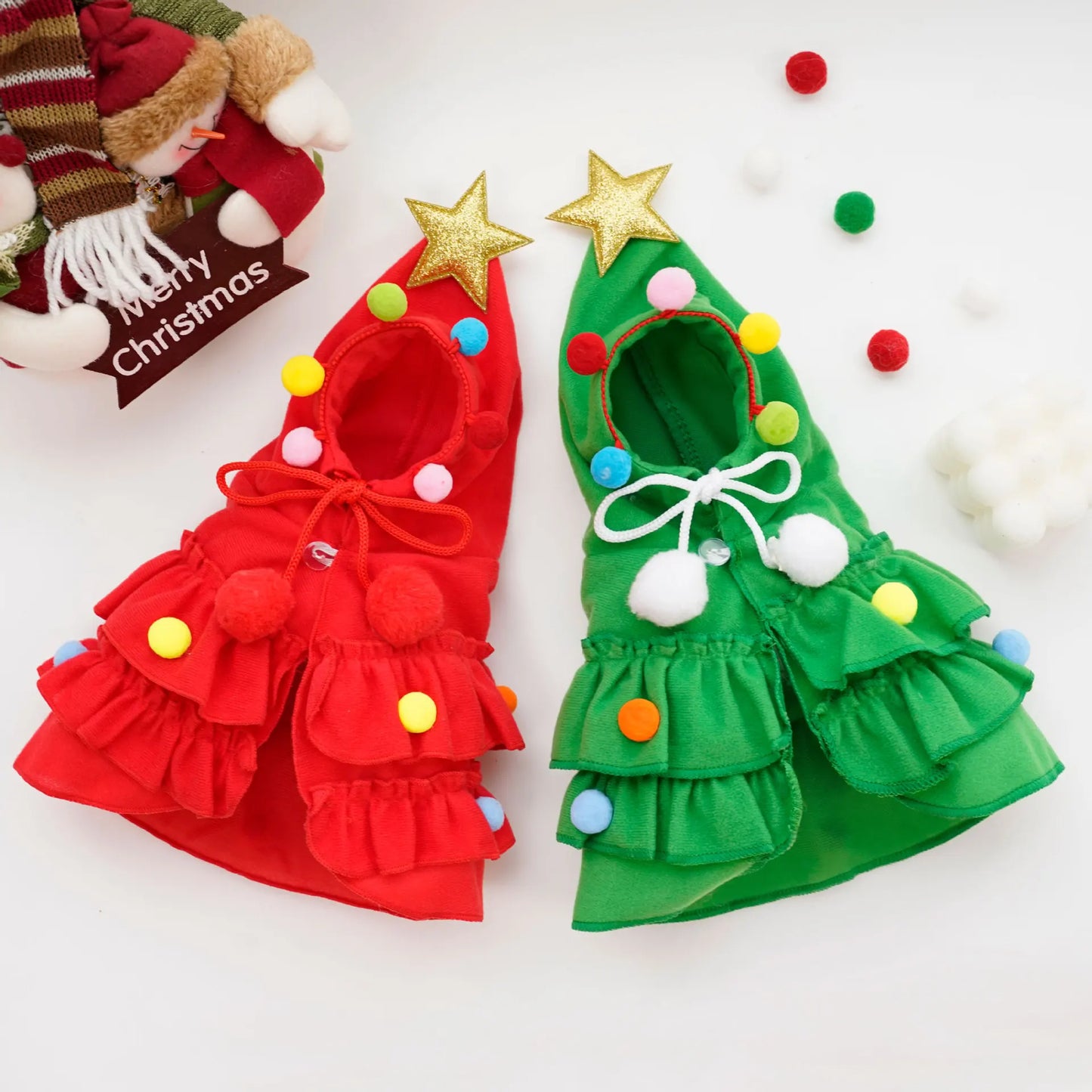 Four Seasons Christmas Pet Clothes Two Color Cloak Pet Fun Cloak Cloak Dog Transformation Holiday Atmosphere Supplies