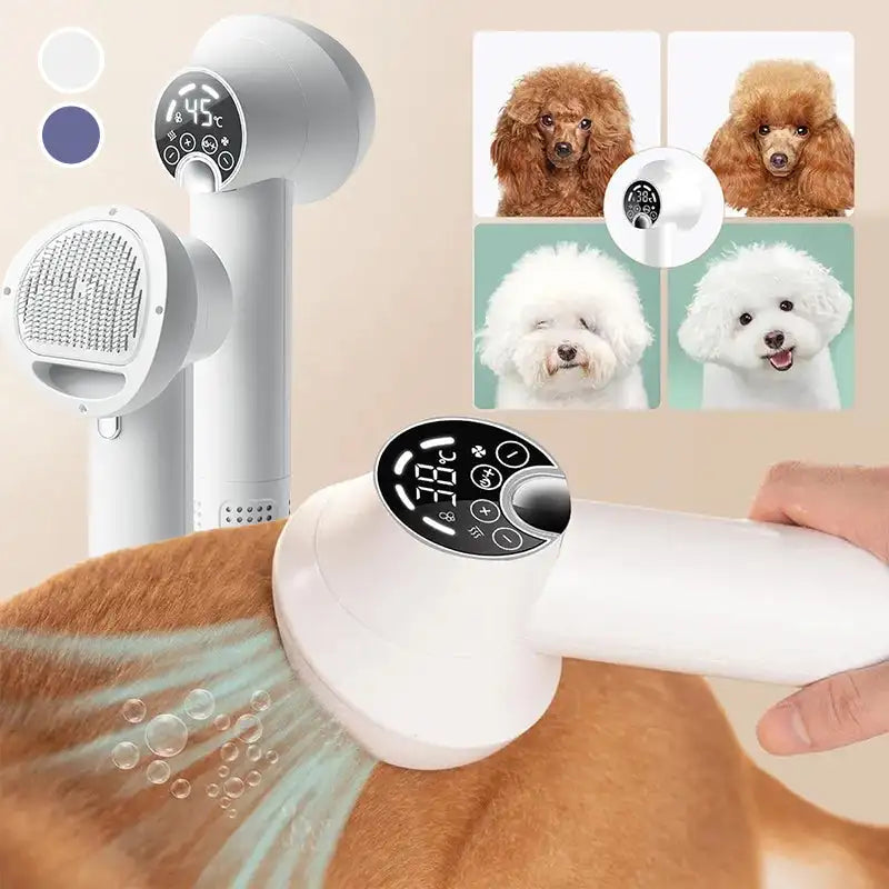 2-in-1 Low Noise Pet Hair Dryer with Comb Brush Slicker Brush Pet Products Pet Hair Dryer with Slicker Brush Pet Cleaning Suppli