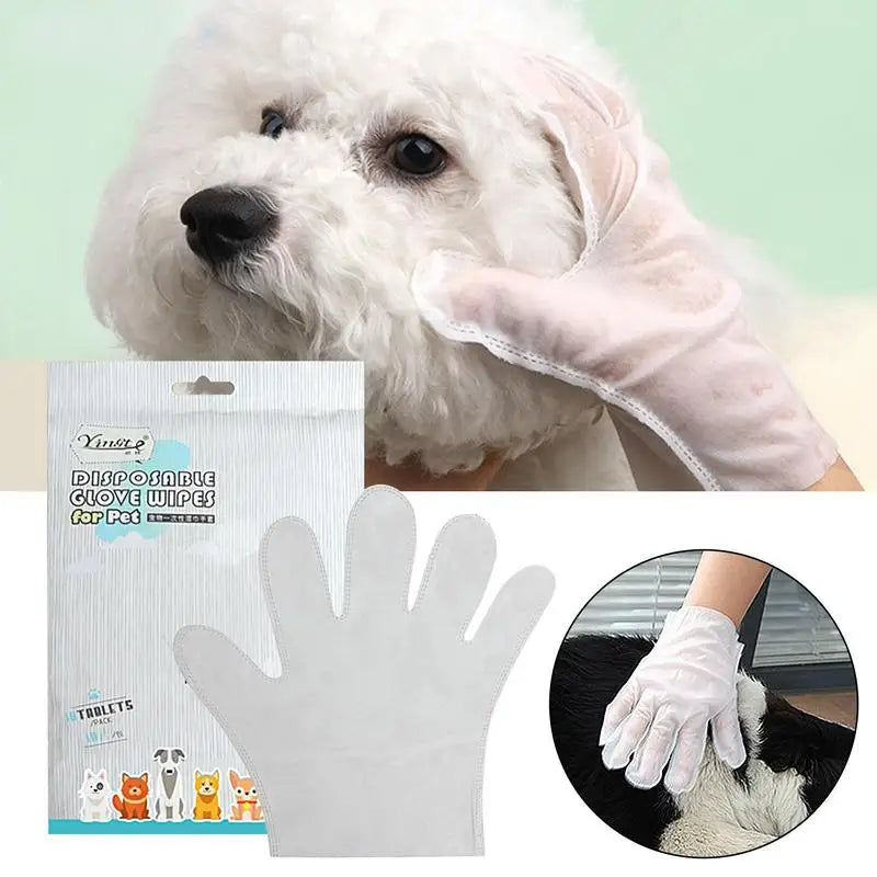 10pcs Pet No-Rinse Wipes & Gloves - Rinse-Free Shampoo Mittens for Dogs, Cats & Puppies - Essential Accessories for Pet Cleaning