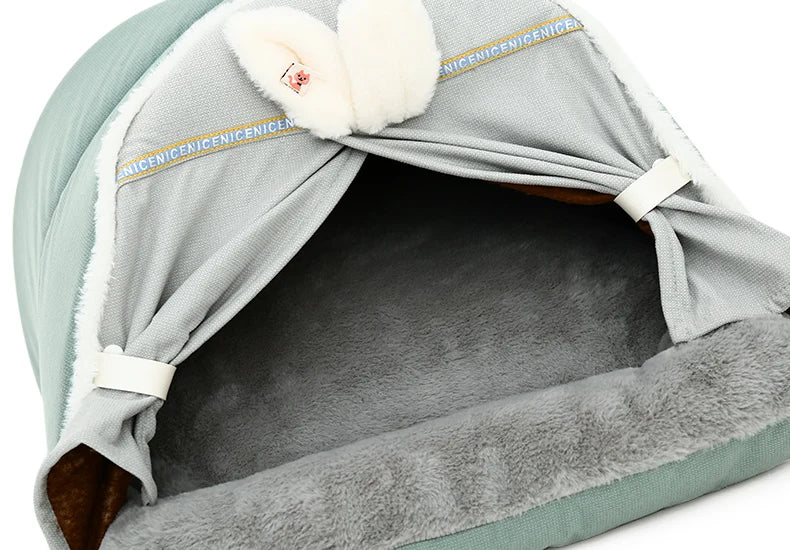 Pet Teepee Tent Bed - Closed Cozy Hammock with Floor for Cats & Small Dogs, Pet Product Accessory