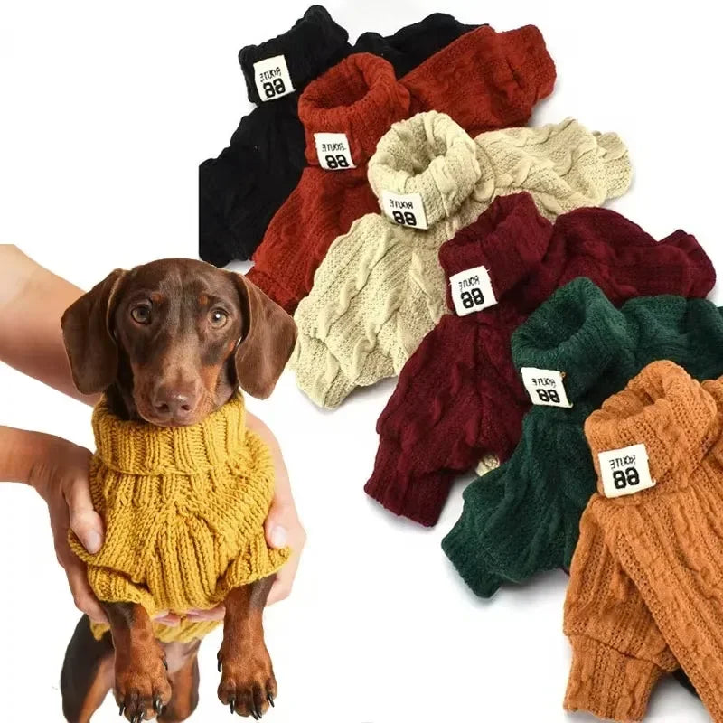 Turtleneck Dog Sweater: Warm Cotton Comfort for Small & Medium Pups! 🐕🧶