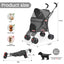 Outdoor Puppy Stroller Cat Dog Travel Breathable Pet Stroller Lightweight Folding Universal Wheels Small Medium Pet Stroller