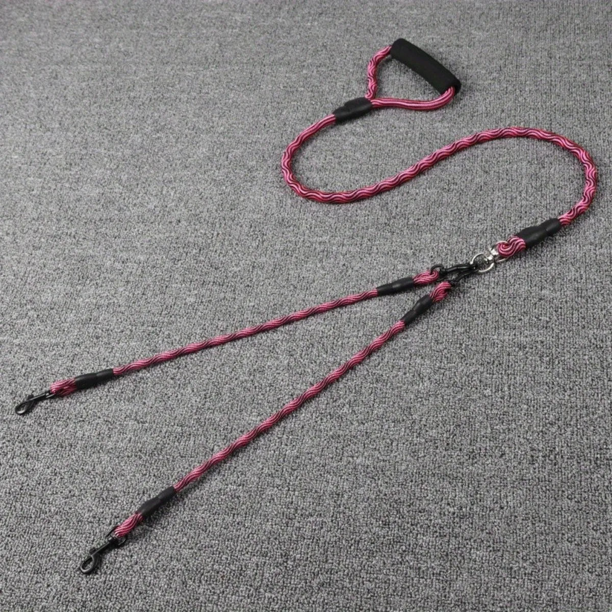 Dual-Head Wavy Pattern Dog Walking Leash: Anti-Winding & Detachable Two-Traction Rope