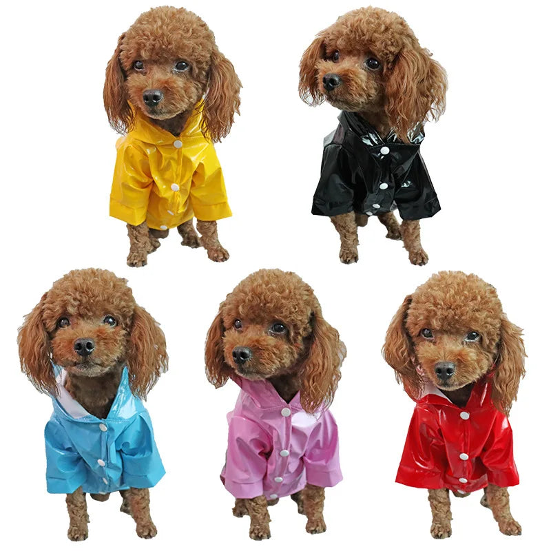 Summer Outdoor Puppy Pet Rain Coat S-XL Hoody Waterproof Jackets PU Raincoat for Dogs Apparel Clothes Little Teddy Dog Raincoat