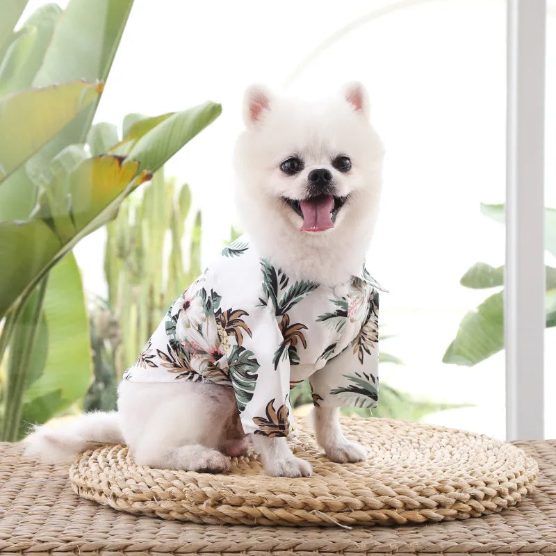 Small and Medium-sized Dogs Beach Pineapple Shirt Hawaiian Pet Dog Cat Golden Retriever Spring and Summer Thin Clothing