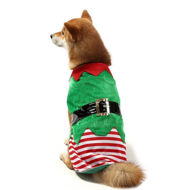 Red and Green Costume Festive Elf for Small Dogs to Large Dogs for Christmas Pet Clothes Holiday Photo Props Y5GB