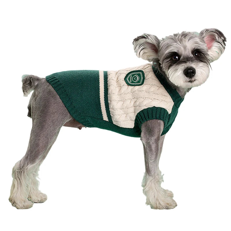 Dog Cat Sweater College Style Winter Pet Clothes for Small Medium Dogs Puppy Knitted Vest Bulldog Teddy Chihuahua Warm Sweater