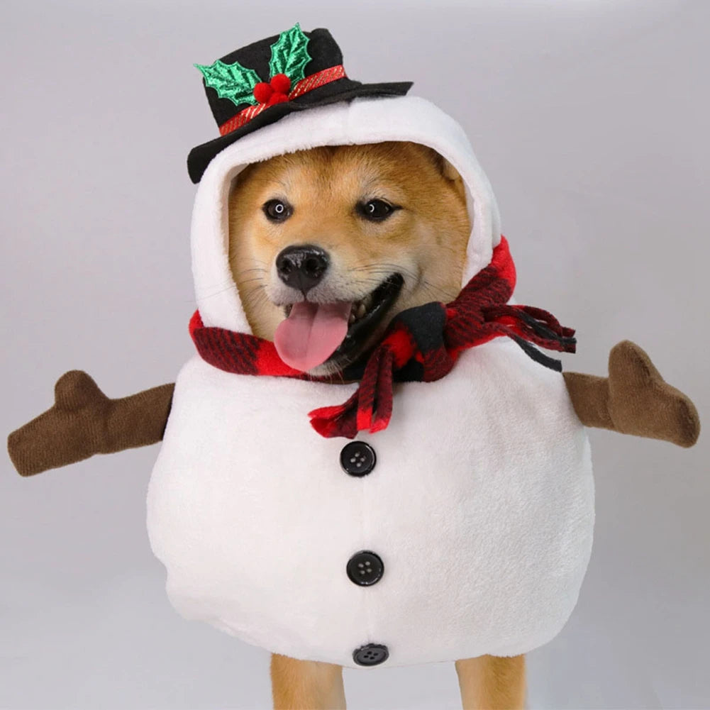 Small and Medium Pet Dog and Cat Christmas Cos Funny Costume Fall and Winter Snowman Pet Cosplay Costume