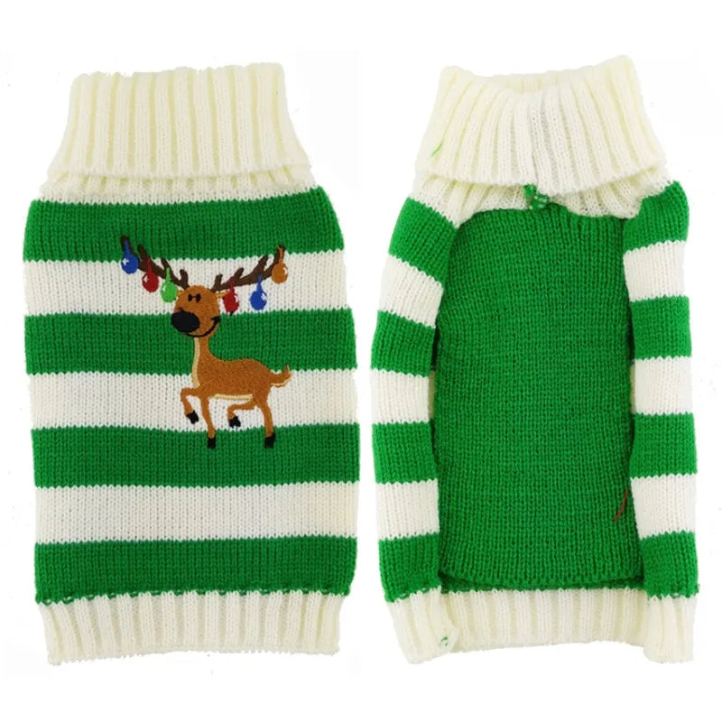 Dog Sweater Christmas Winter Warm Dog Clothes Xmas Outfit for Dogs Puppy Coat Dog Costume Chihuahua Striped Dog Knitted Sweater