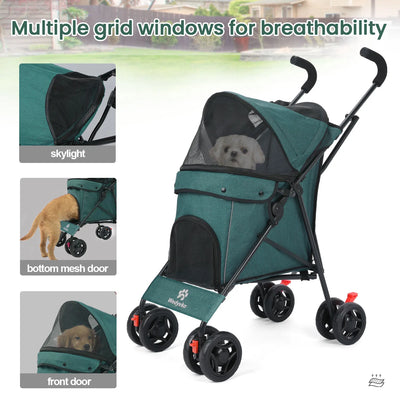 Outdoor Puppy Stroller Cat Dog Travel Breathable Pet Stroller Lightweight Folding Universal Wheels Small Medium Pet Stroller