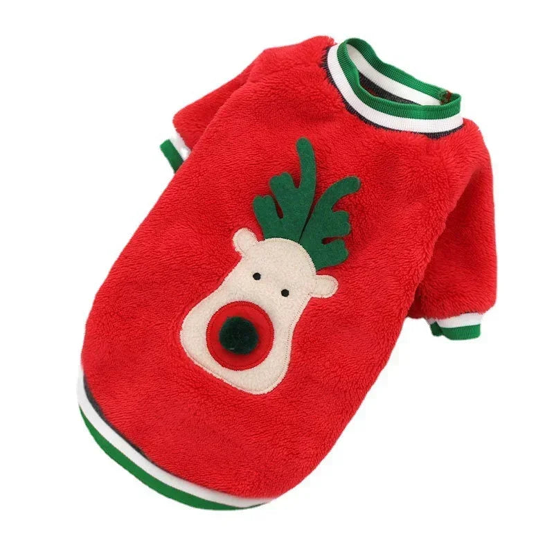 Dog Christmas Clothes Winter Warm Pet Clothes for Small Medium Dogs Elk Santa Claus Dog Cats Coat Hoodies Christmas Dogs Costume