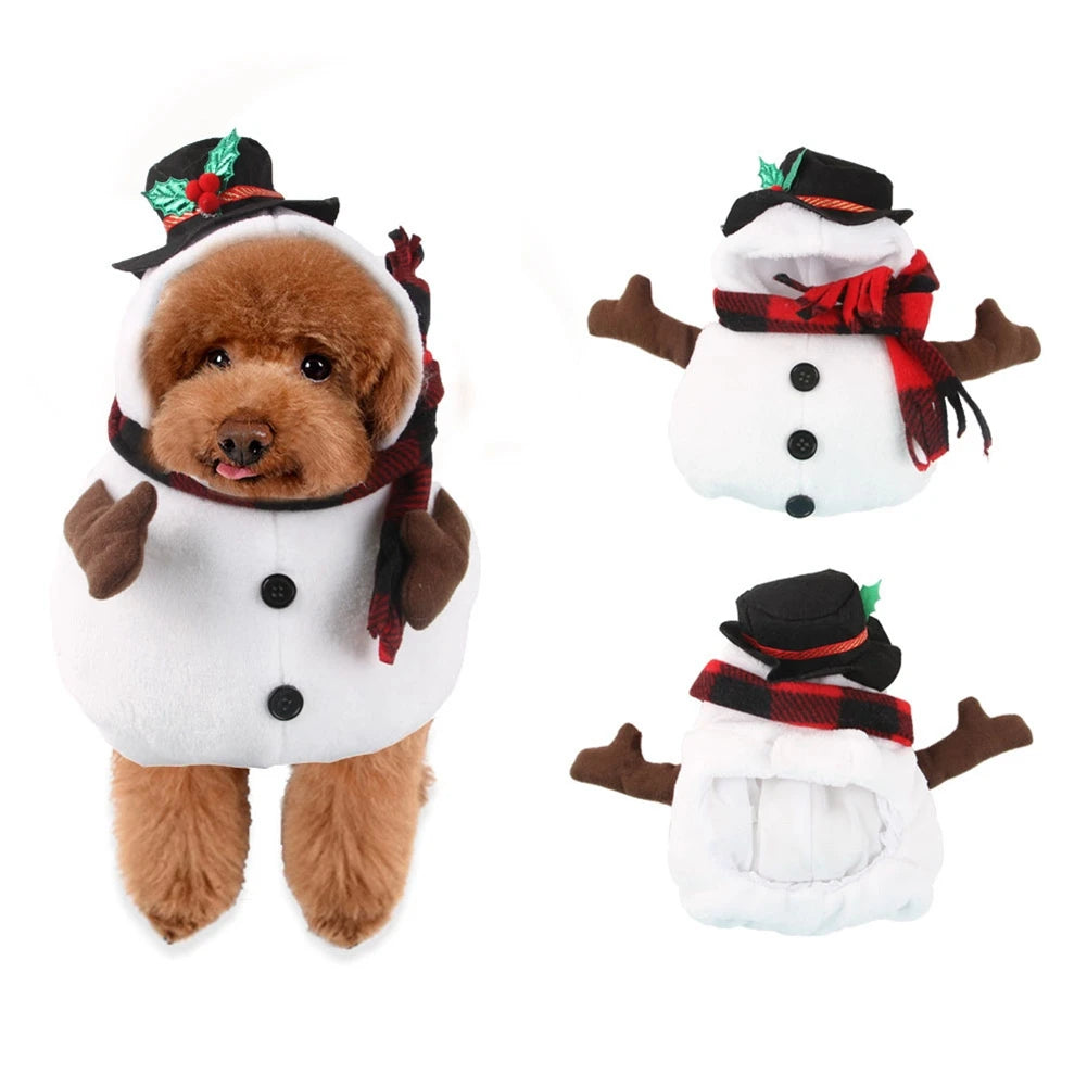 Small and Medium Pet Dog and Cat Christmas Cos Funny Costume Fall and Winter Snowman Pet Cosplay Costume