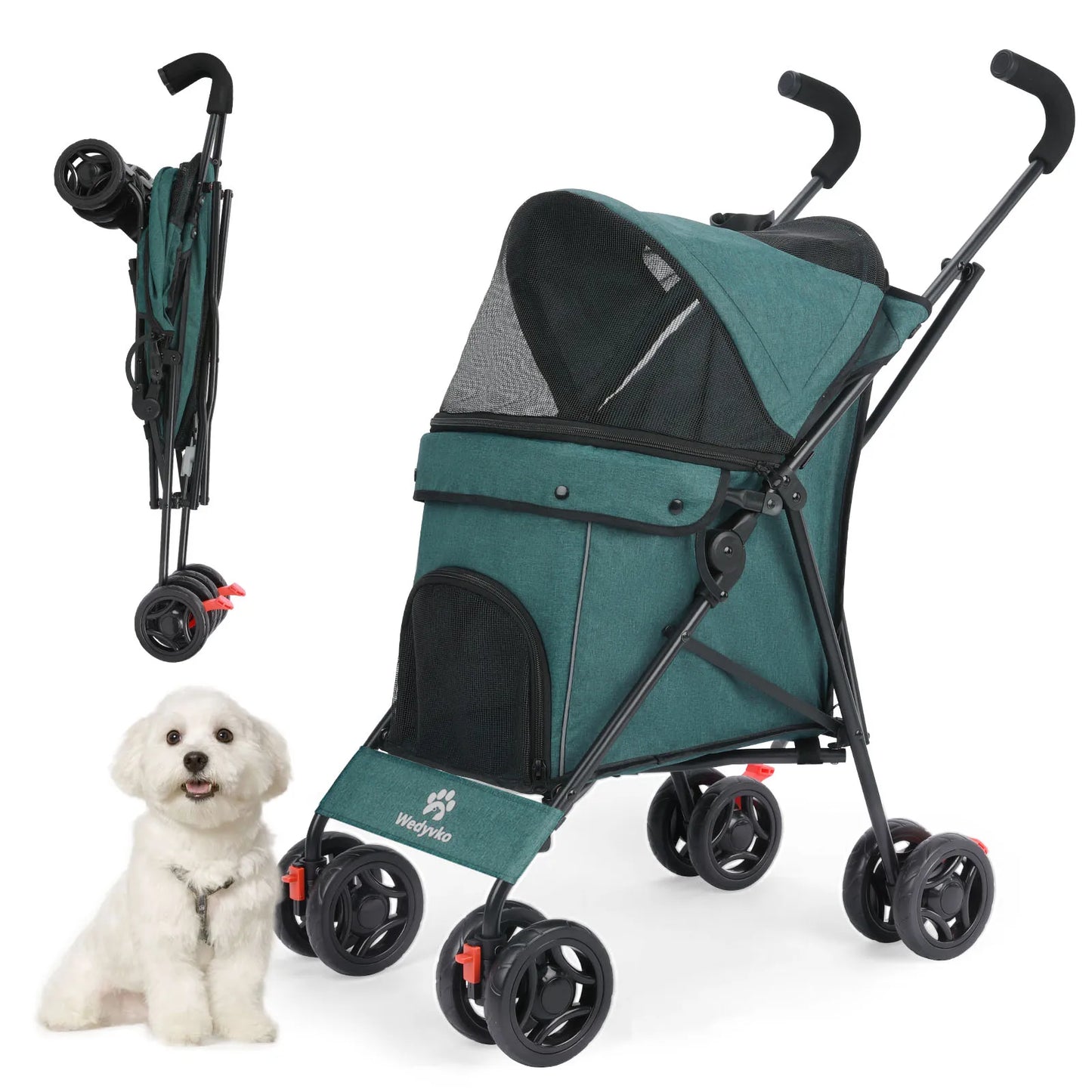 Outdoor Puppy Stroller Cat Dog Travel Breathable Pet Stroller Lightweight Folding Universal Wheels Small Medium Pet Stroller