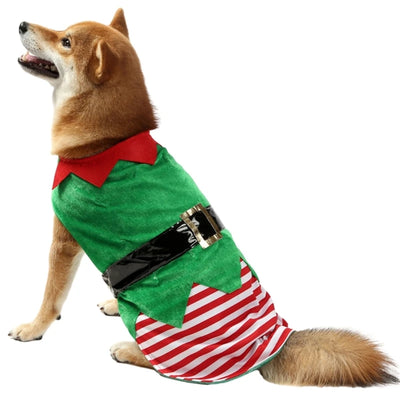 Red and Green Costume Festive Elf for Small Dogs to Large Dogs for Christmas Pet Clothes Holiday Photo Props Y5GB