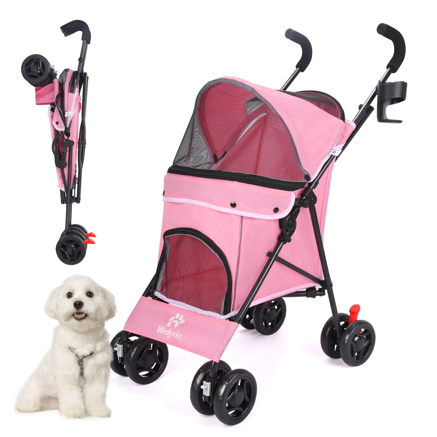 Outdoor Puppy Stroller Cat Dog Travel Breathable Pet Stroller Lightweight Folding Universal Wheels Small Medium Pet Stroller