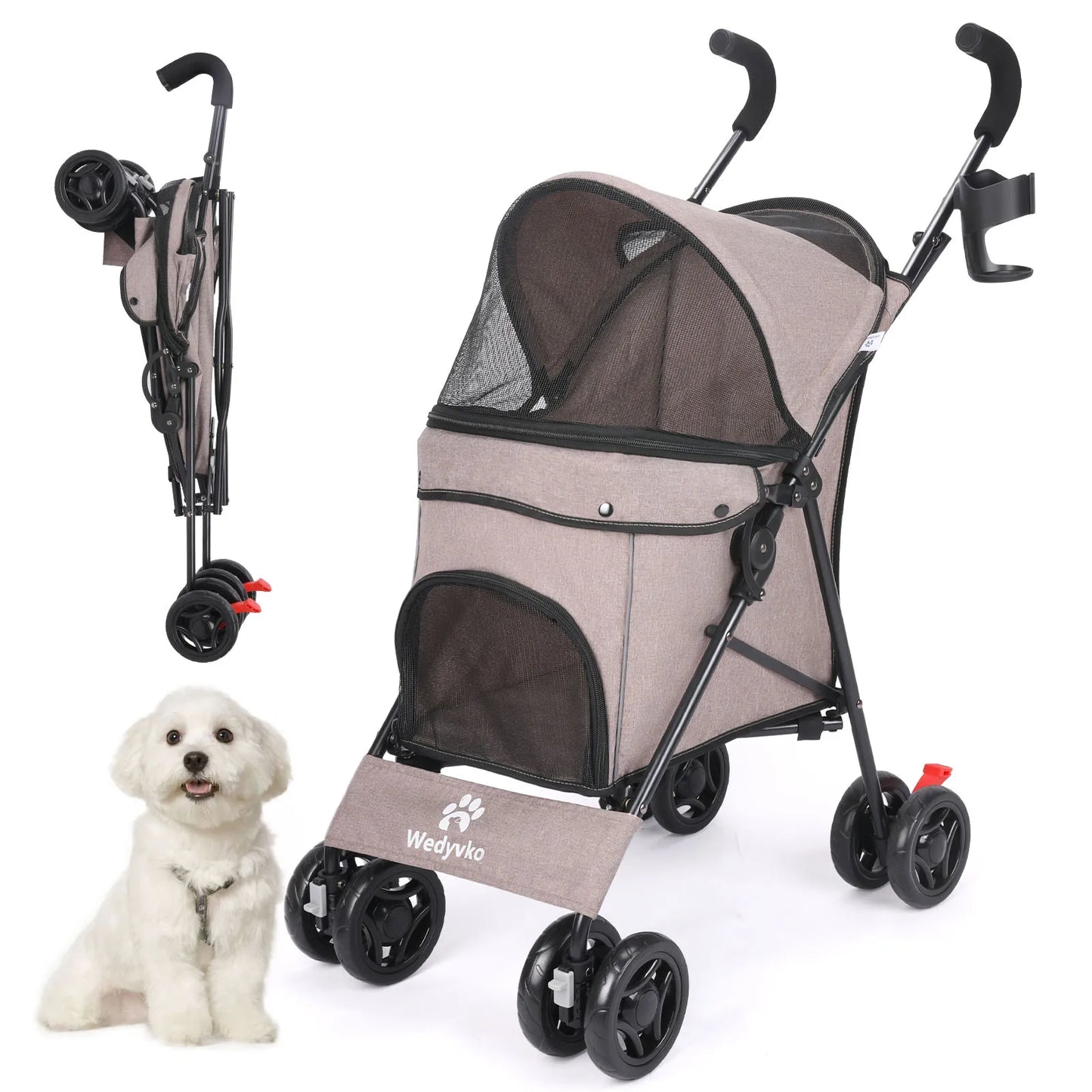 Outdoor Puppy Stroller Cat Dog Travel Breathable Pet Stroller Lightweight Folding Universal Wheels Small Medium Pet Stroller