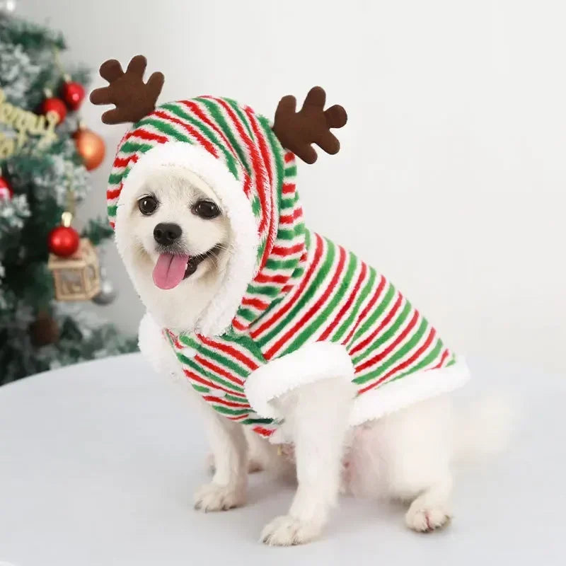 Dog Christmas Clothes Winter Warm Pet Clothes for Small Medium Dogs Elk Santa Claus Dog Cats Coat Hoodies Christmas Dogs Costume