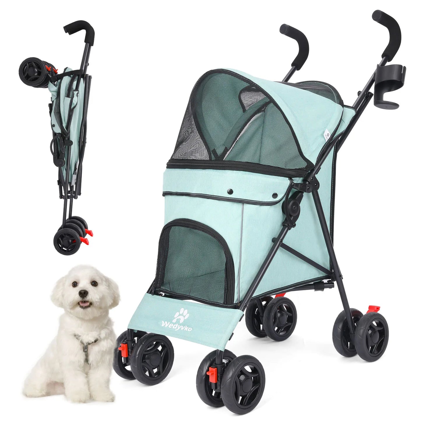 Outdoor Puppy Stroller Cat Dog Travel Breathable Pet Stroller Lightweight Folding Universal Wheels Small Medium Pet Stroller