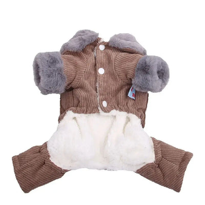 Boy Pet Dog Jumpsuit Coat Corduroy Design Winter Coat Jacket Pet Dog Clothes Apparel