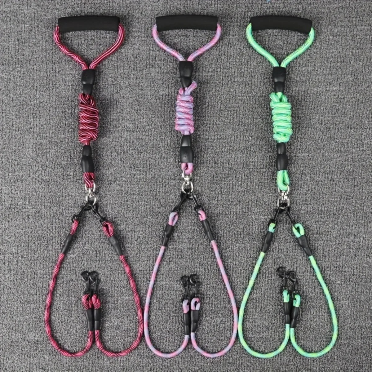 Dual-Head Wavy Pattern Dog Walking Leash: Anti-Winding & Detachable Two-Traction Rope