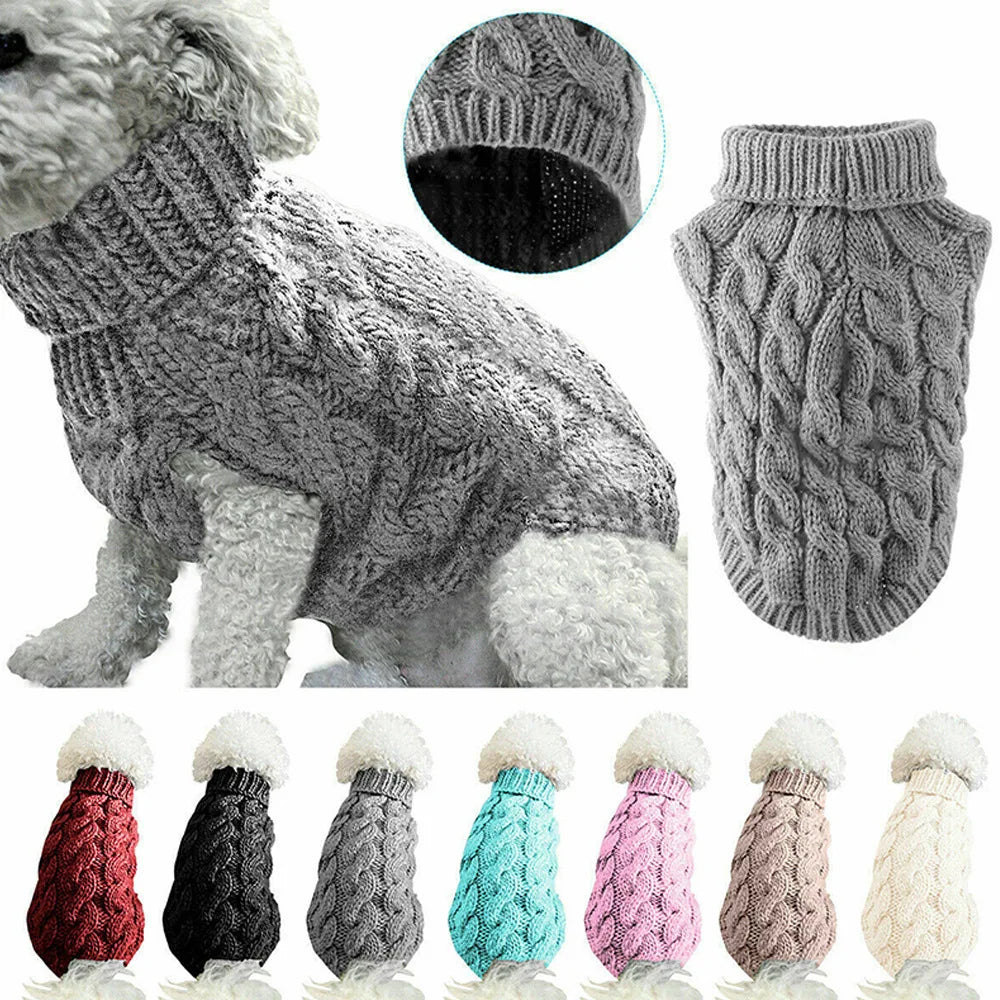 New Pet Small Pet Dog Clothes Sweater Fashion Autumn Winter Solid Fried Dough Twists Knitting Warm Comfort Clothing