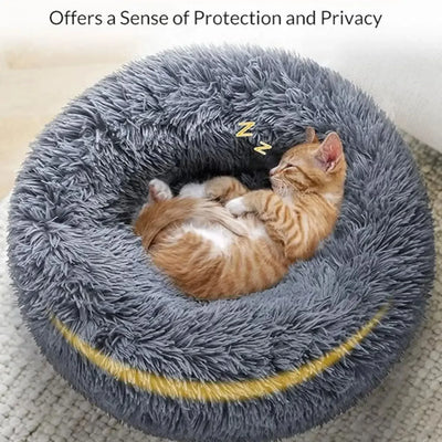 Super Soft 40 - 90cm Round Pet Bed: Ideal for Medium & Large Dogs, Cozy for Cats, Long Plush for Winter Warm Sleeping.